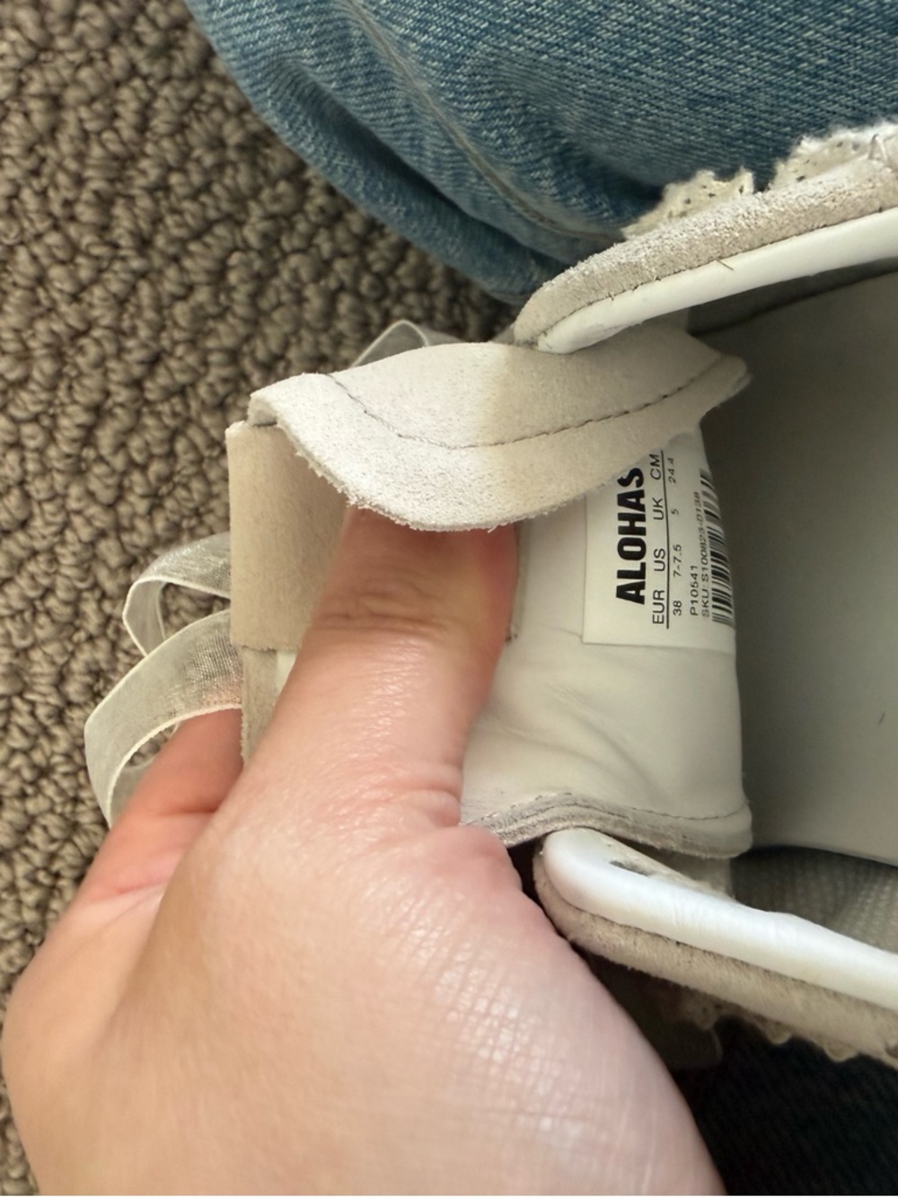 ALOHAS Cream Suede Sneakers with Organza Ribbon - Picture 6 of 6